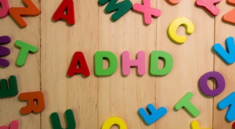 ADHD letters surrounded by different alphabet letters 