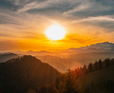 sunset over mountains